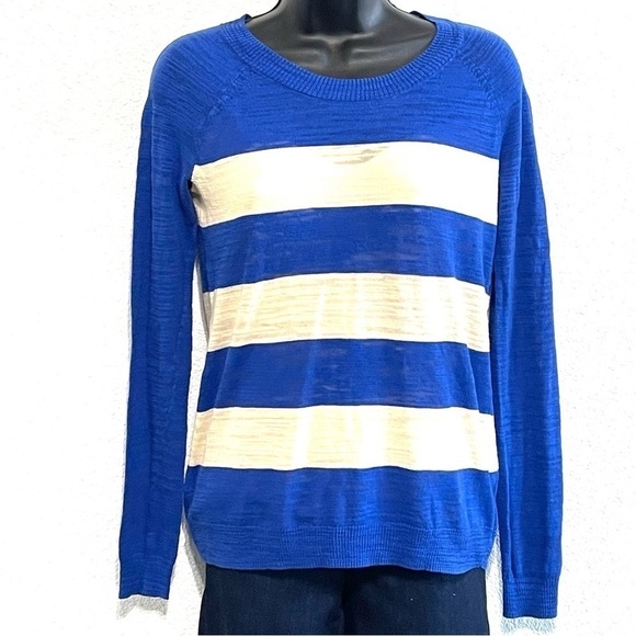 Madewell Woman Blue White Stripe Sweater Size XS - Picture 2 of 14